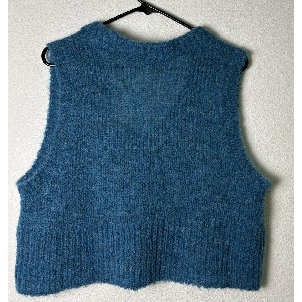 Free People Dream Maker Alpaca Blend Vest Teal Green Biscay Bay S Preppy Boho - Picture 6 of 10